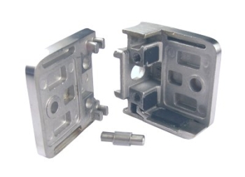 Eck-Glashalter 55/55 mm, mit Auflegeplatte, Rohr 42,4 mm, V2A